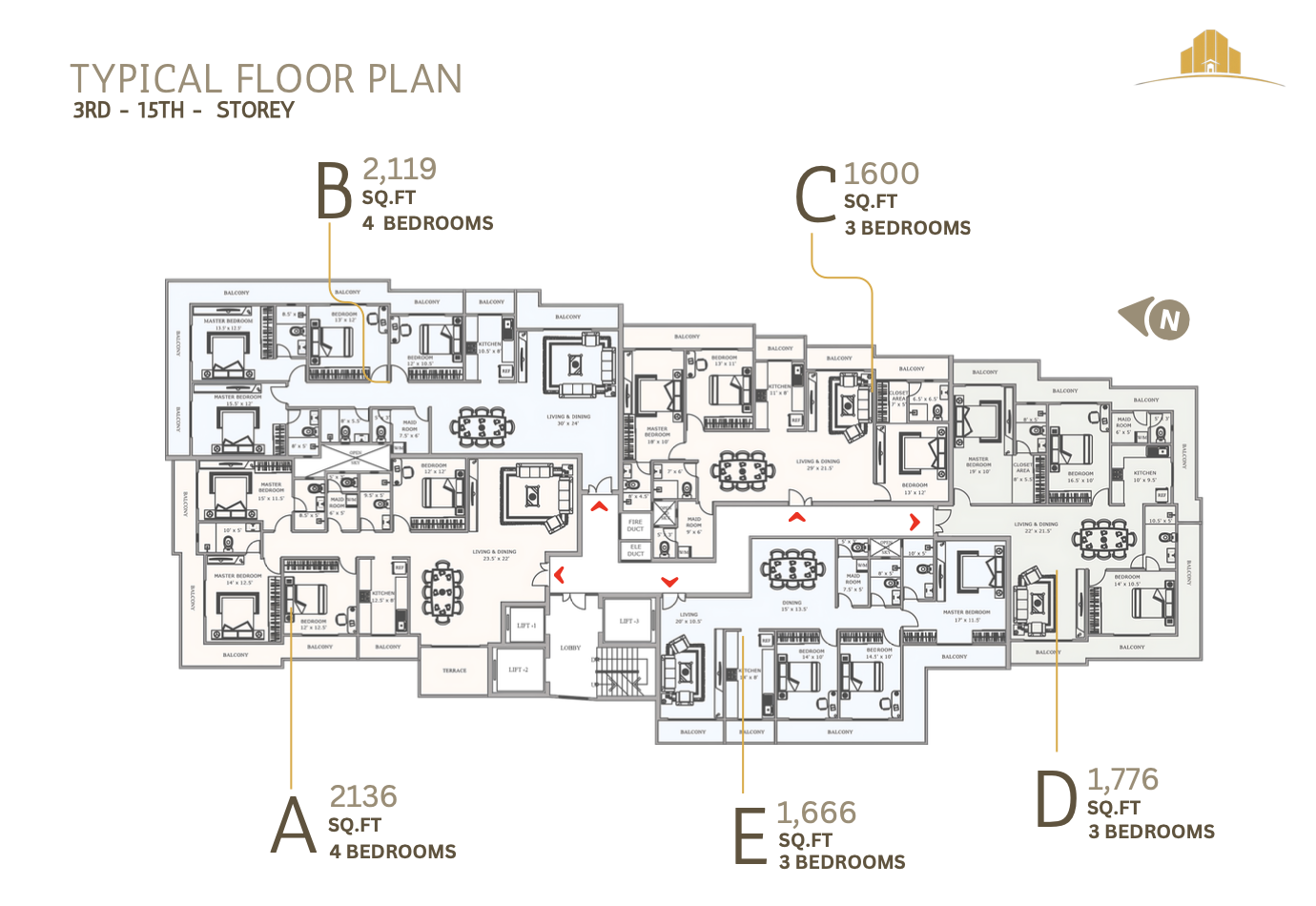 Typical Floor Plan (3rd - 15th Storey)