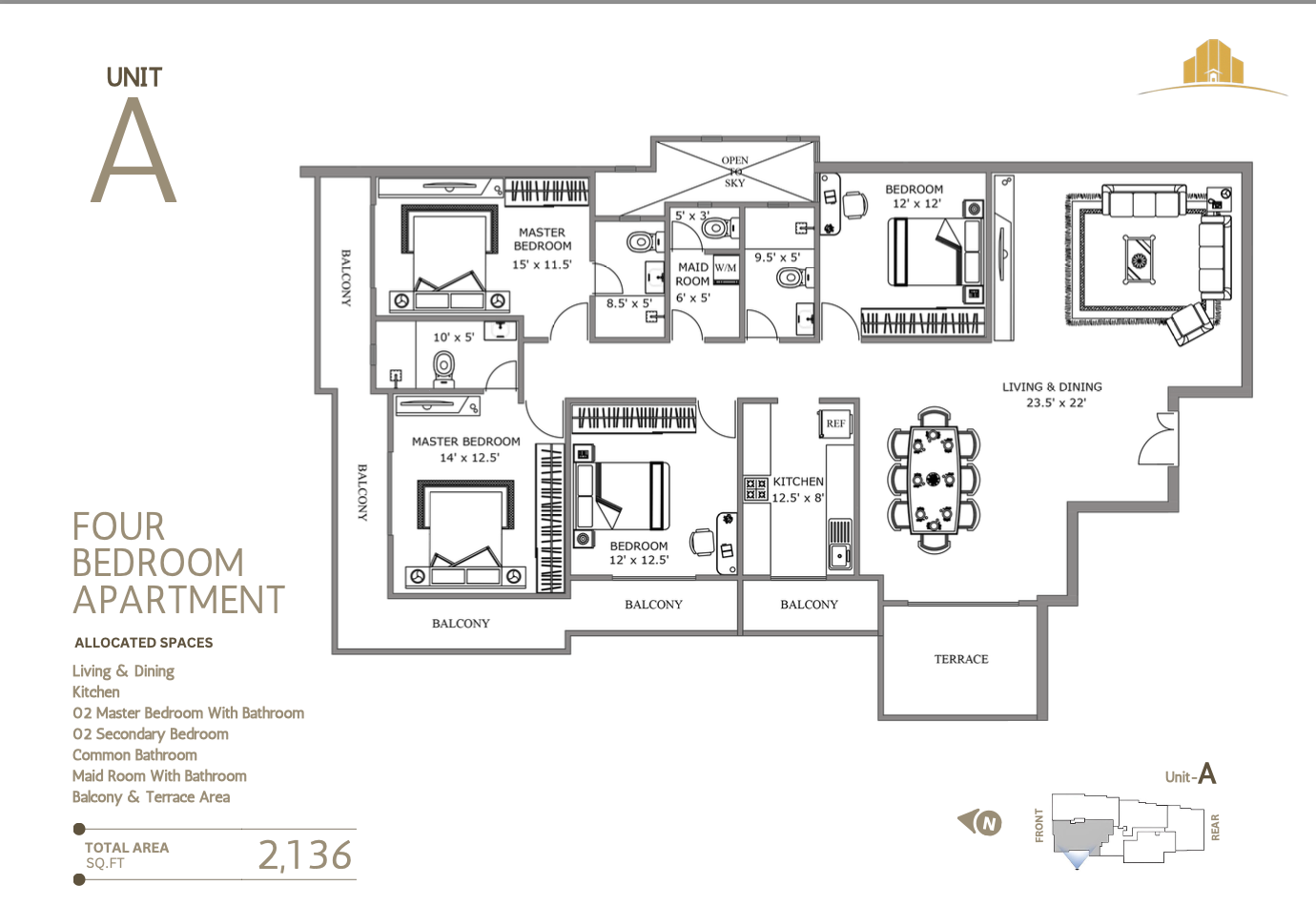 Unit A - 4 Bedroom Floor Plan