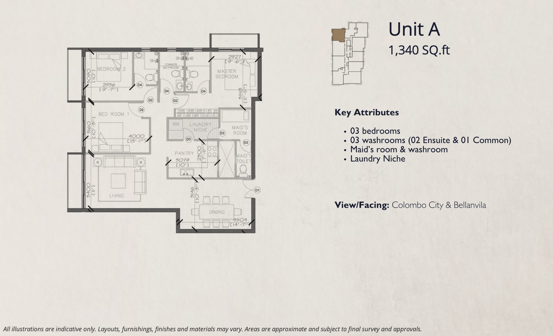 Unit A - 3 Bedroom Floor Plan
