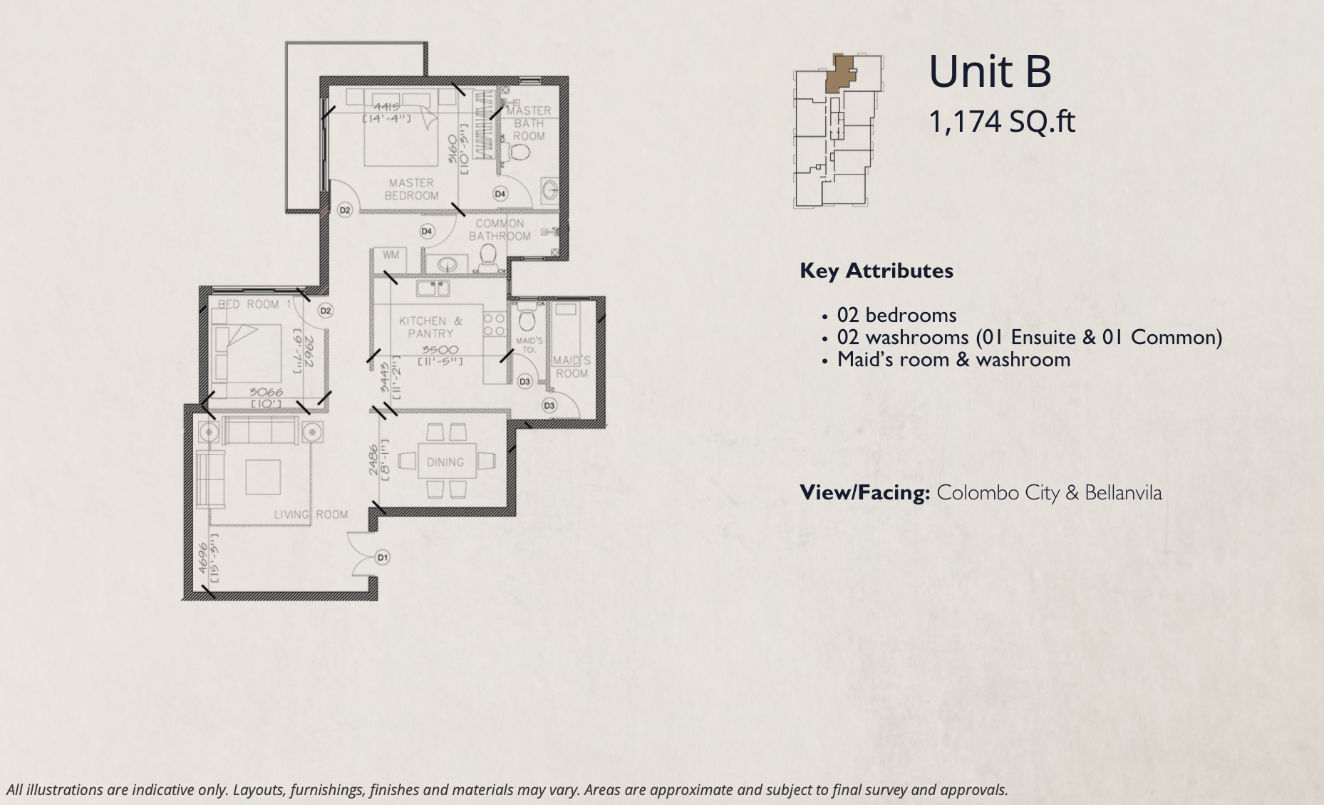 Unit B - 2 Bedroom Floor Plan