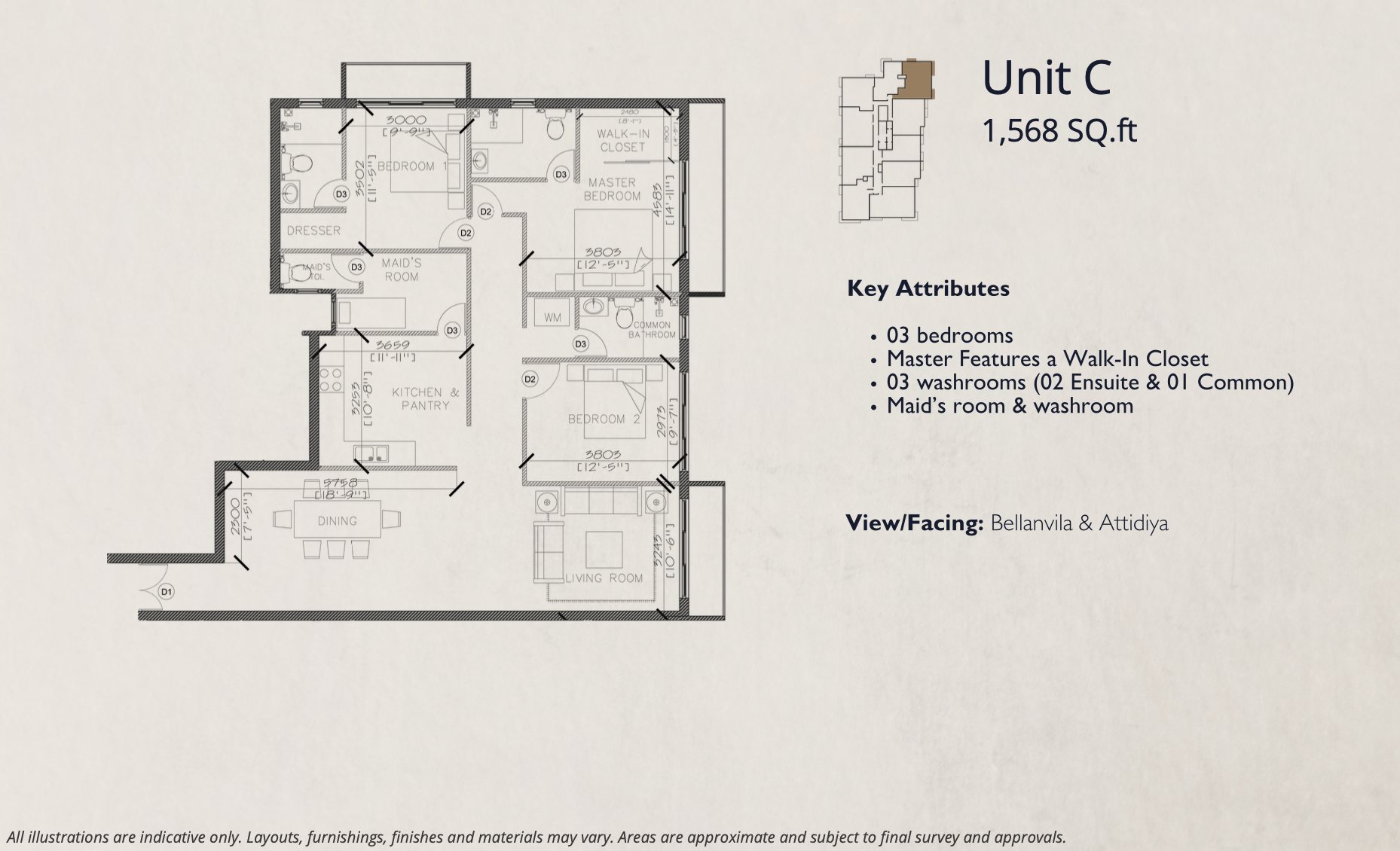 Unit C - 3 Bedroom Floor Plan