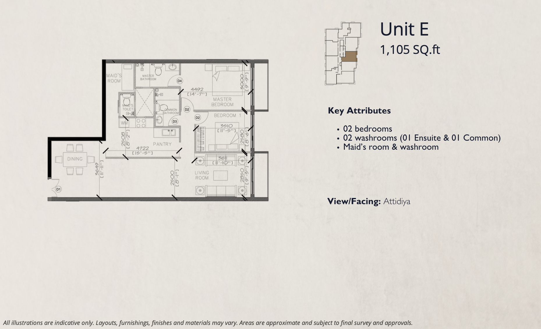 Unit E - 2 Bedroom Floor Plan