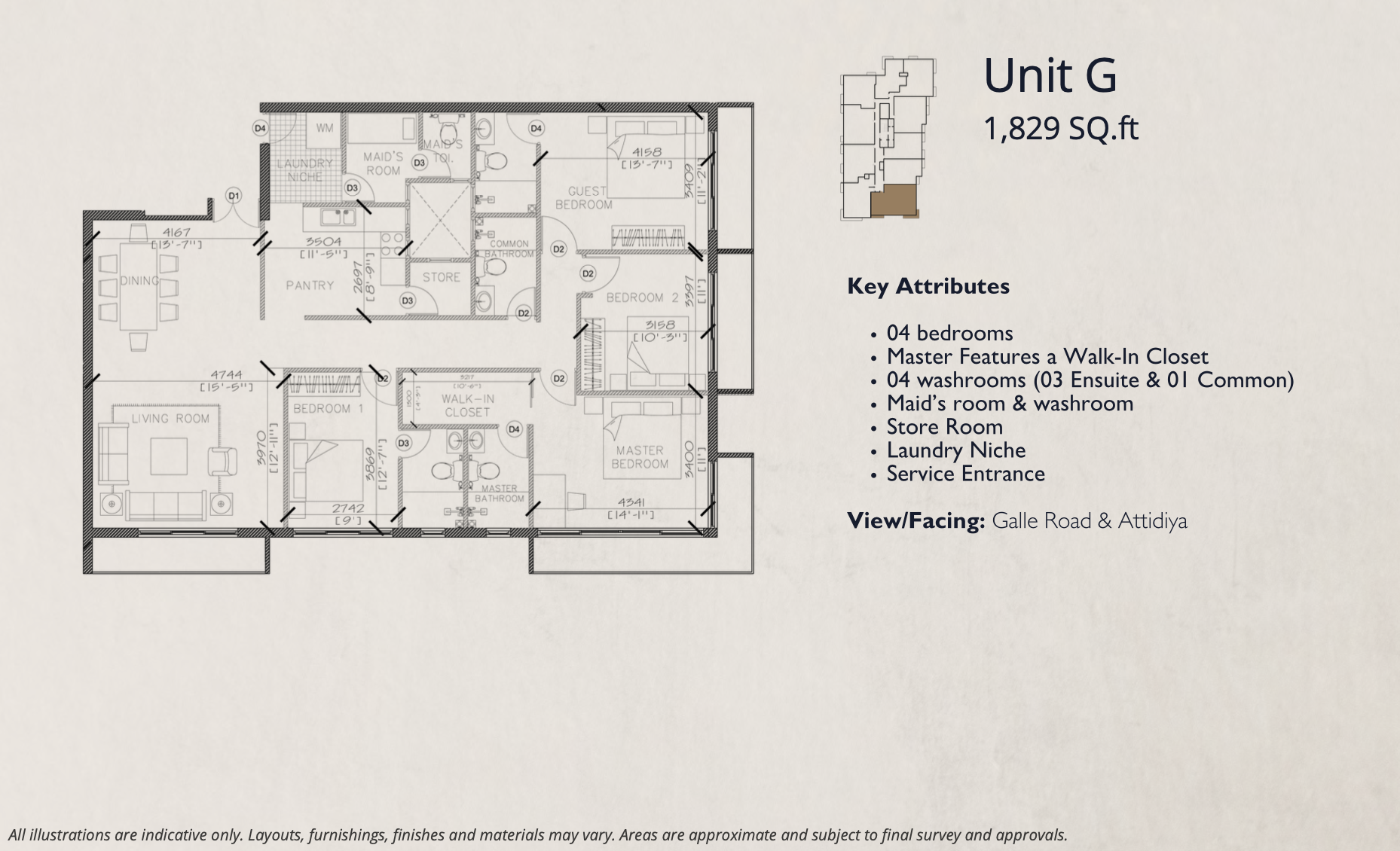 Unit G - 4 Bedroom Floor Plan